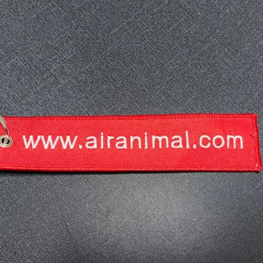 Air Animal Pet Movers Embroidered Red/White Luggage Tag Keychain 5.75
